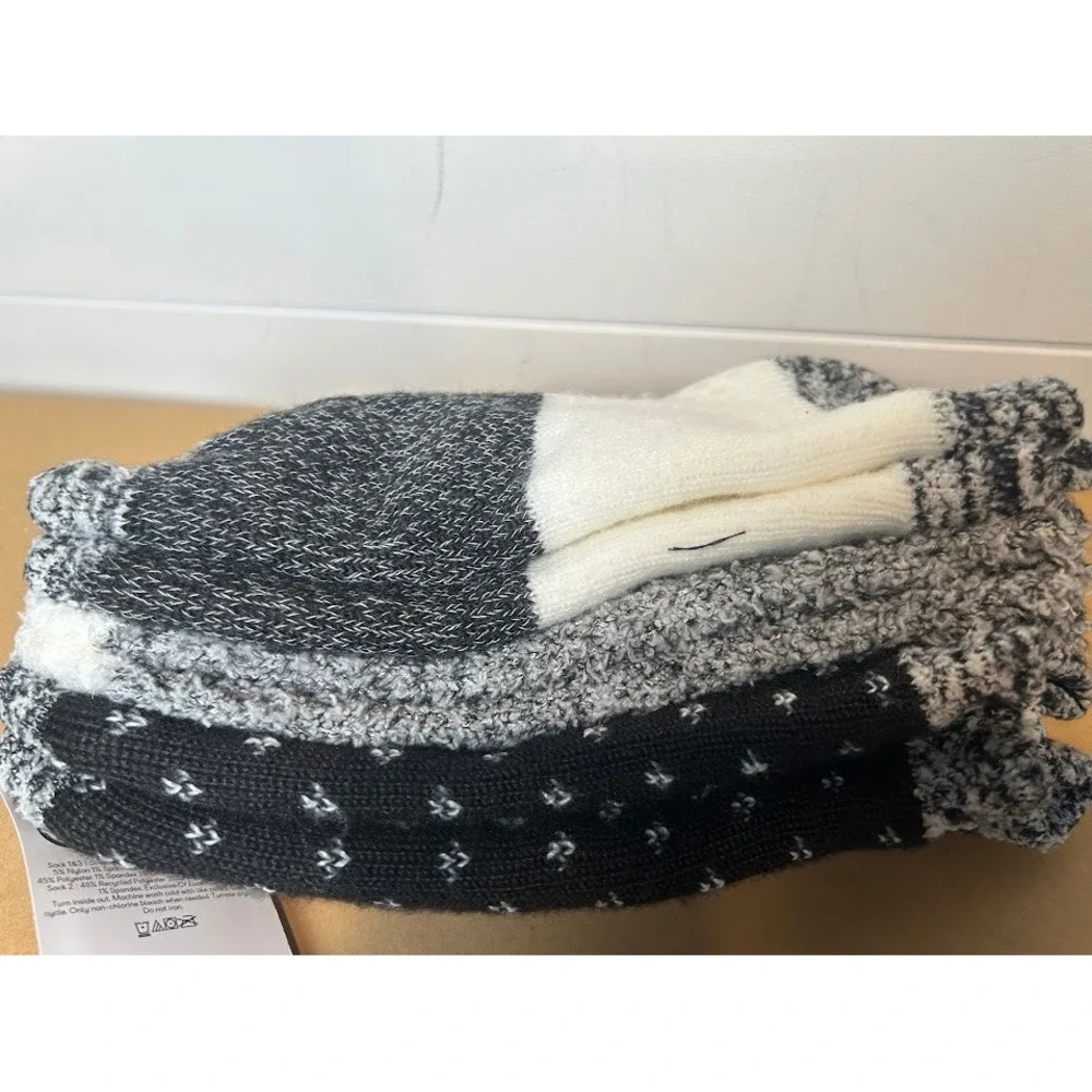 Joyspun Womens 3 Pair‎ Low Cut Socks Black White Fair Isle Marled Shoe Size 4-10